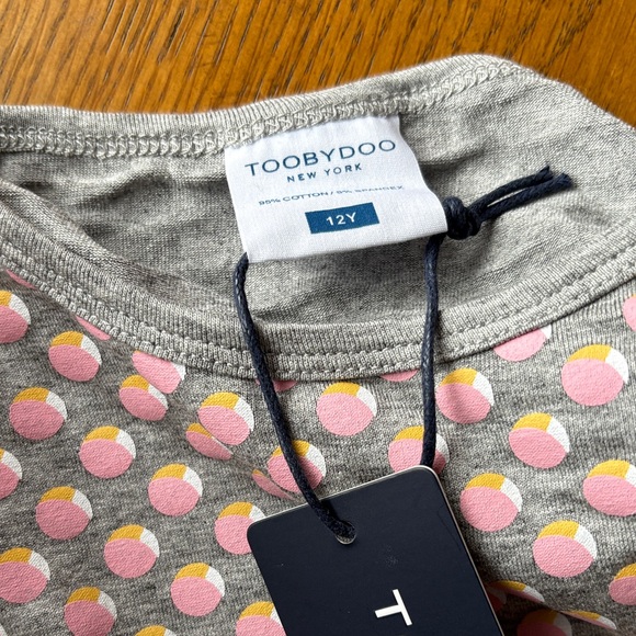 Toobydoo Girl's Pink and Grey Polka Dot Dress - Picture 3 of 3